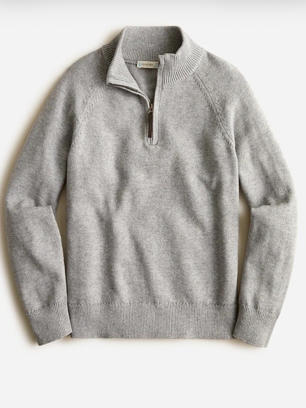 Crewcuts gray cotton cashmere half zip sweater